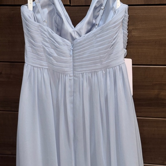 🎄⚡️ONE DAY SALE!!!! 
AZAZIE ALIA  Dusty Blue A-Line Pleated Chiffon Dress - Picture 7 of 11